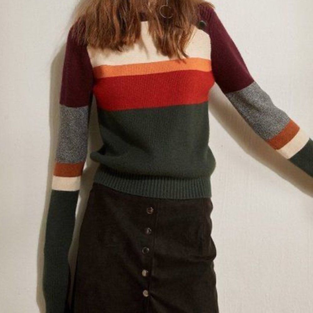 Genuine People Super Long Sleeve Striped Sweater S